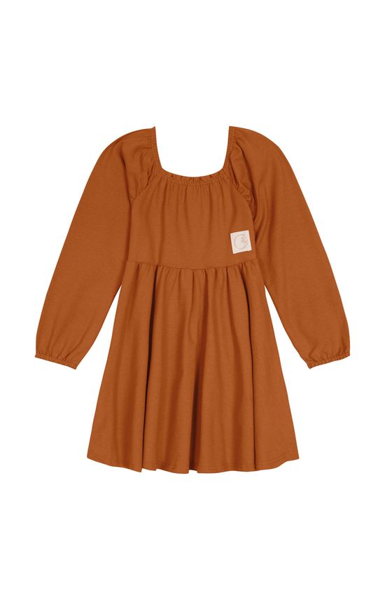 Vestido Menina Manga Longa Em Moletinho Stretch Linho - Carinhoso