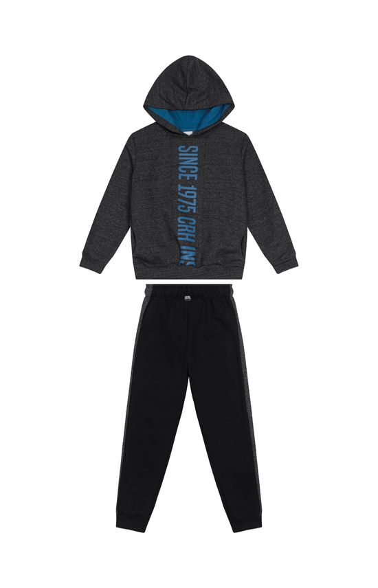 Conjunto Menino Blusão Estampa Lettering Em Moletom Mouline - Carinhoso