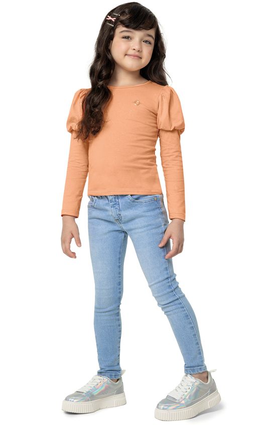 Calça Menina Skinny Em Jeans Com Elastano - Carinhoso