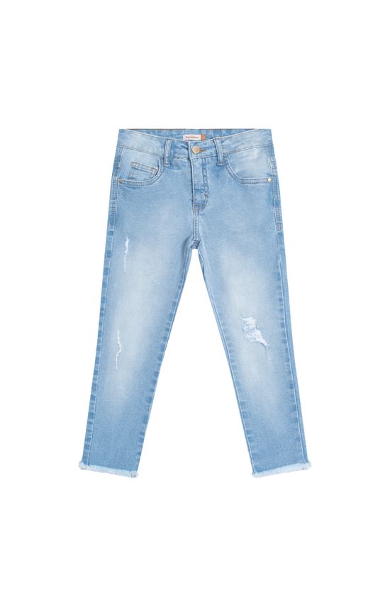 Calça Menina Skinny Cropped Em Jeans - Carinhoso