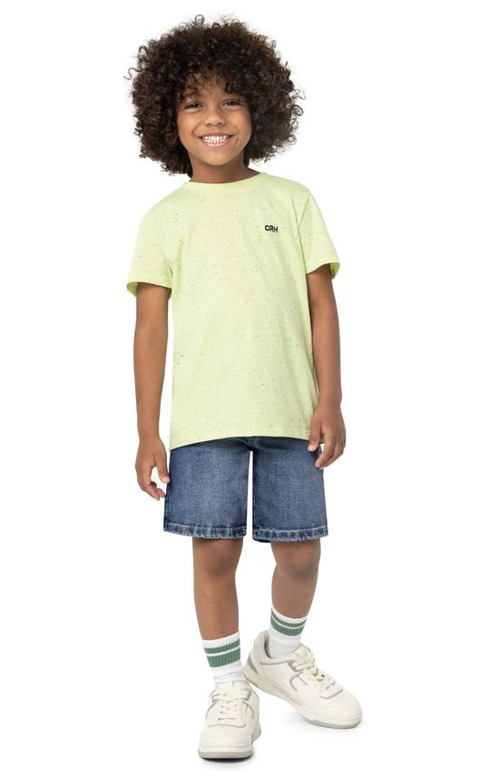 Bermuda Menino Com Puídos Em Jeans Elastano - Carinhoso