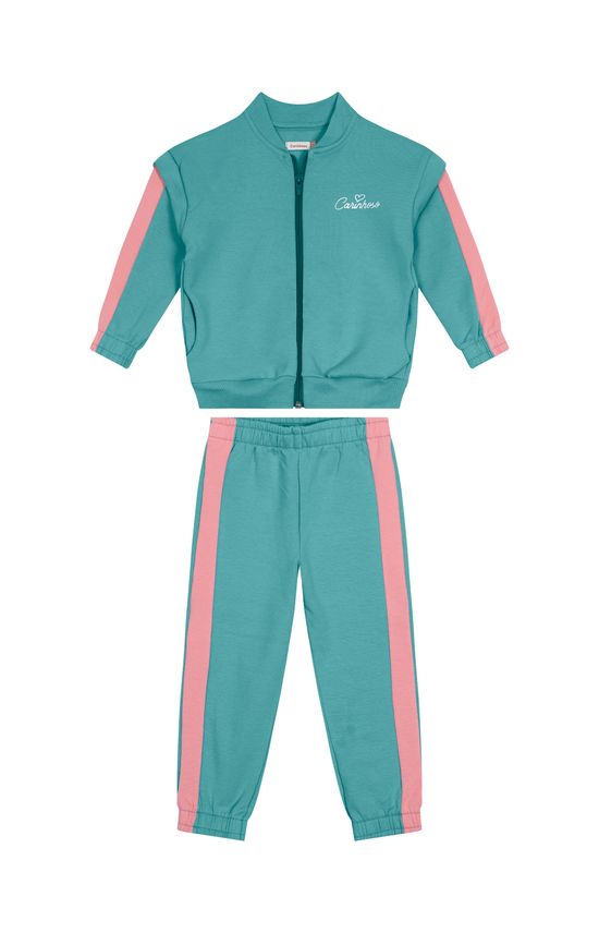 Conjunto Menina Jaqueta E Calça Jogger Em Moletom Stretch - Carinhoso