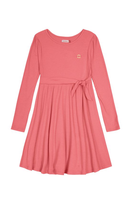 Vestido Menina Amarração Na Cintura Em Malha Viscose Canelada - Carinhoso