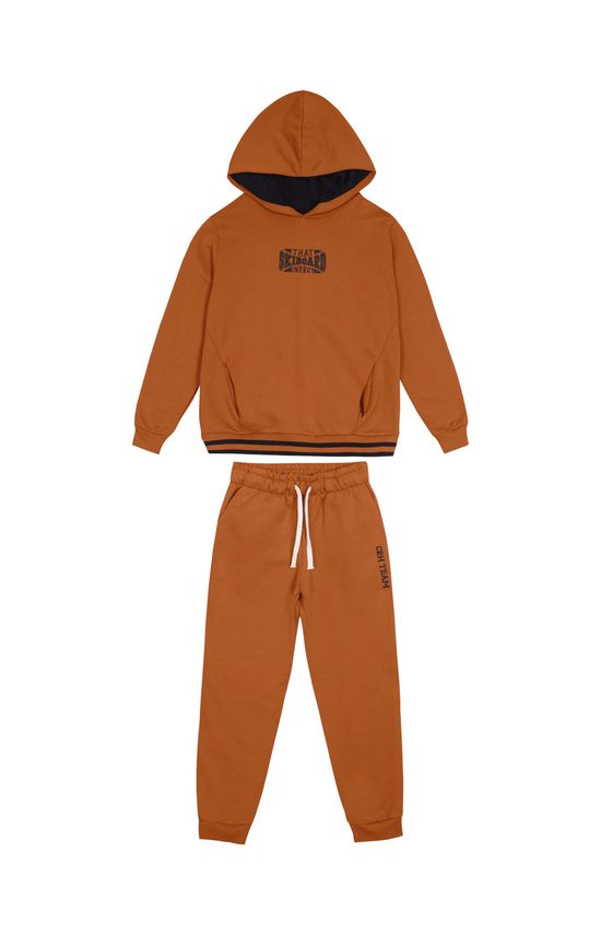 Conjunto Menino Blusão Com Capuz Em Moletom Flanelado - Carinhoso