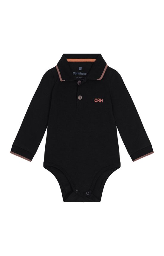 Body Polo Menino Manga Longa Em Algodão - Carinhoso