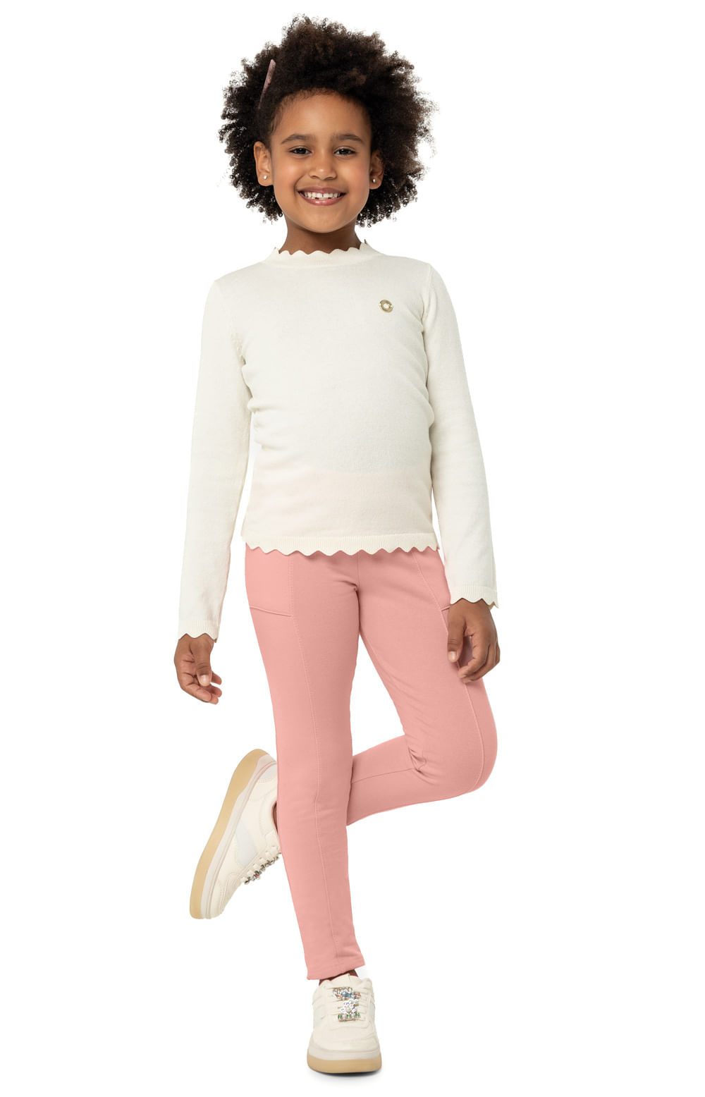 Calça Menina Legging em Moletom Stretch Flanelado - Carinhoso