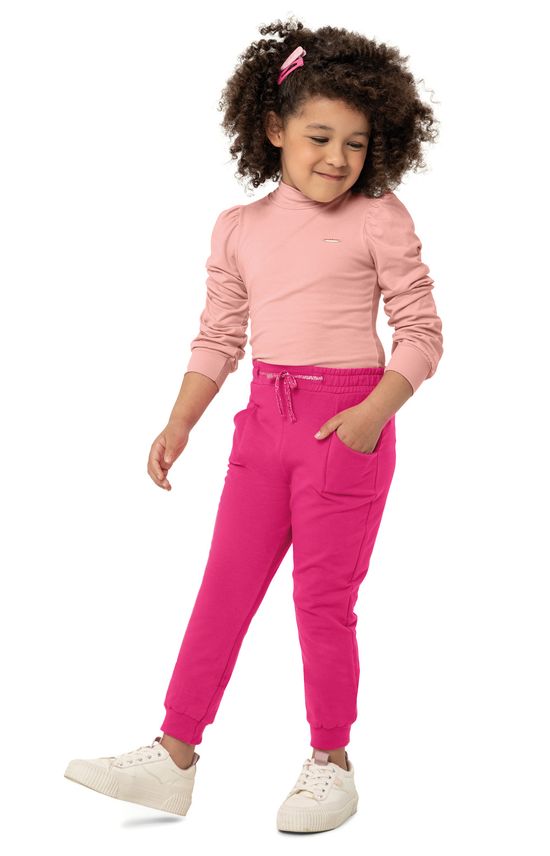 Calça Menina Jogger Em Moletom Stretch Flanelado - Carinhoso