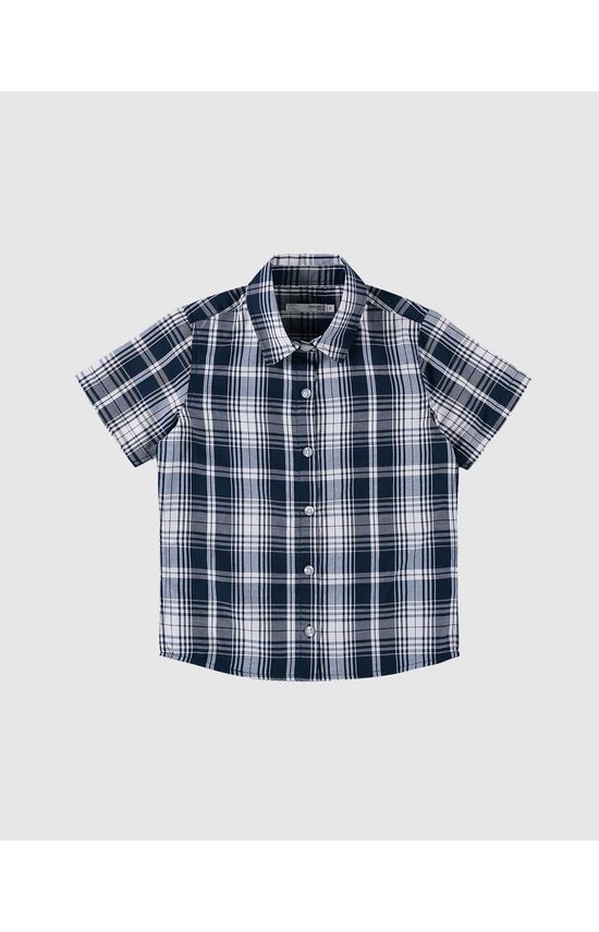 Camisa Infantil Menino Manga Curta Xadrez Em Tricoline Malwee Kids