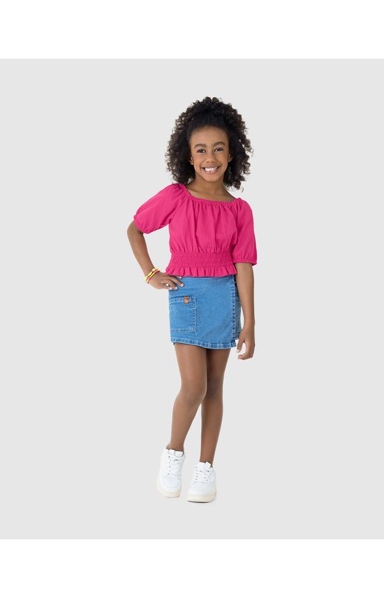 Blusa Infantil Menina Cropped Em Malha Texturizada Malwee Kids