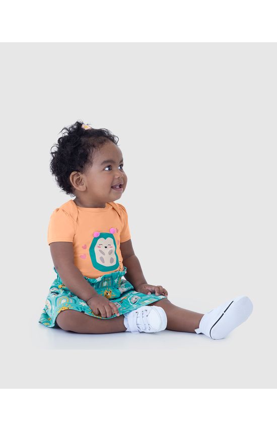 Conjunto Infantil Menina Body E Saia Em Algodão Malwee Kids