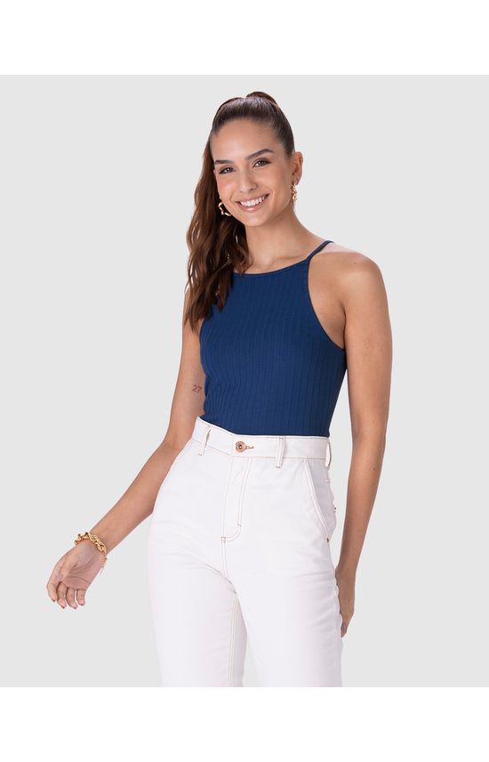 Regata Básica Feminina Nadador Em Canelado de Viscose
