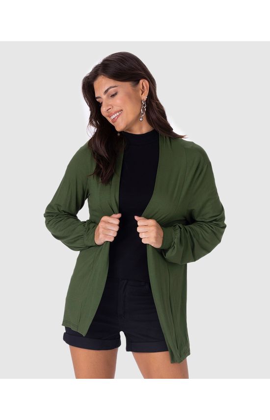 Cardigan Alongado Feminino Em Viscose Stretch