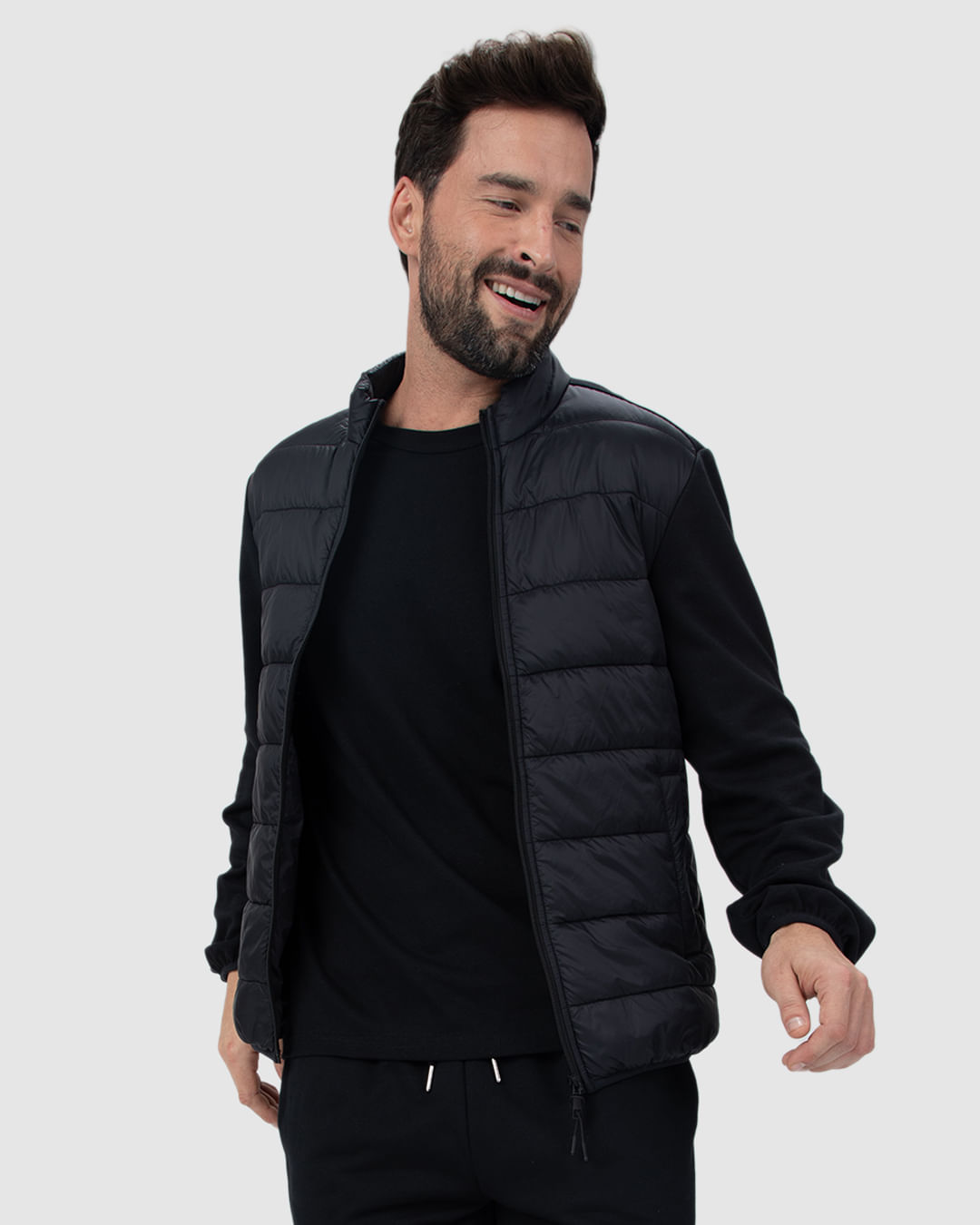 Jaqueta Slim Masculina Gola Alta Em Algodão E Tafetá - Imagem 11