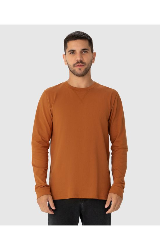Camiseta Básica Masculina Regular Manga Longa Em Piquet Stretch