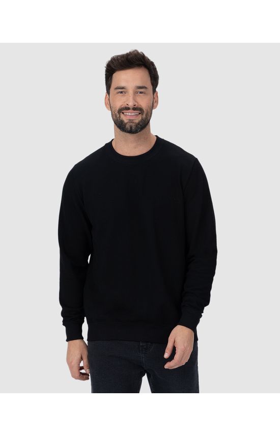 Blusão Masculino Gola Redonda Manga Longa Em Moletom Rajado