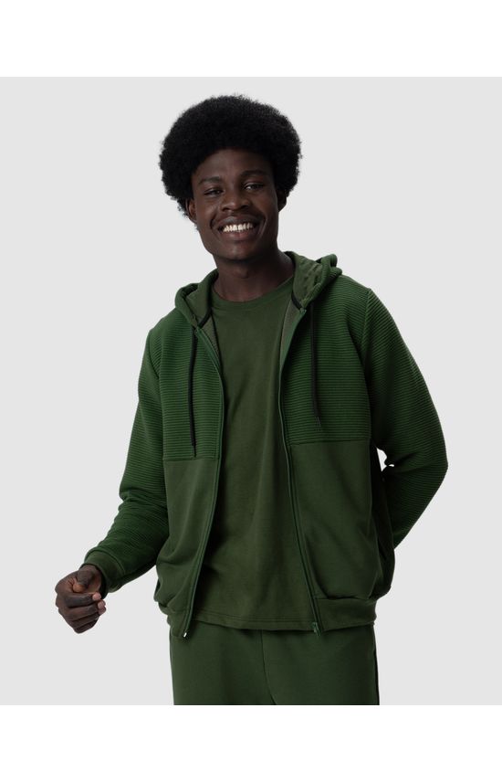 Jaqueta Masculina Com Capuz Em Malha Relevo