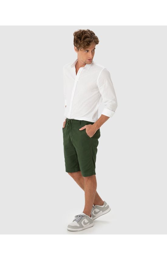 Bermuda Masculina Cadarço Funcional Em Sarja Com Elastano