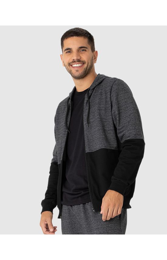 Jaqueta Masculina Bolso Funcional Em Moletom Rajado