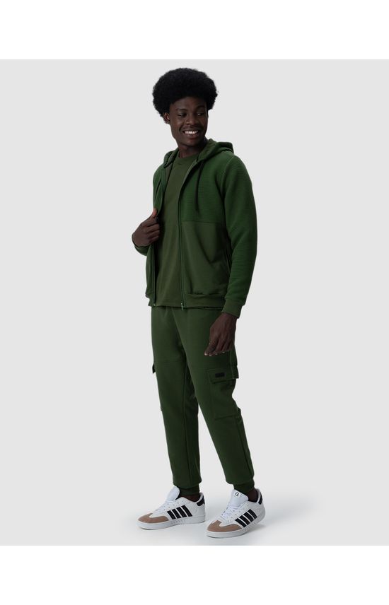 Calça Jogger Masculina Bolso Cargo Em Moletom Flanelado
