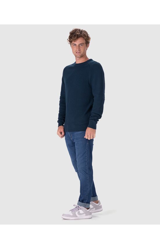 Blusão Slim Masculino Textura No Ombro Em Tricô