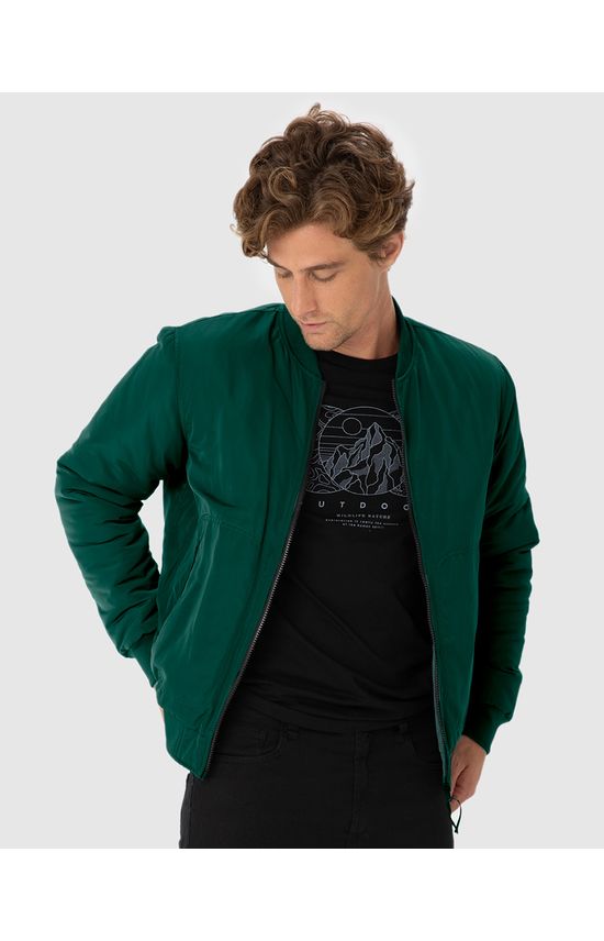 Jaqueta Bomber Masculina Zíper Frontal Em Tafetá