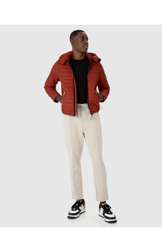 Jaqueta Puffer Masculina Manga E Capuz Removíveis Em Nylon