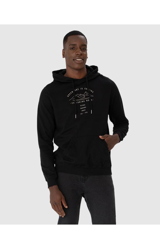 Blusão Masculino Com Capuz Adventure Is Calling Em Moletom Flanelado