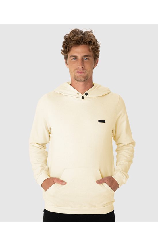 Blusão Masculino Capuz Com Botões Em Moletom Flanelado