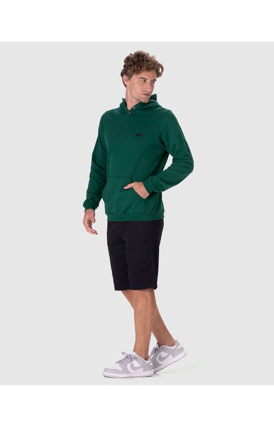 Blusão Masculino Capuz Com Botões Em Moletom Flanelado