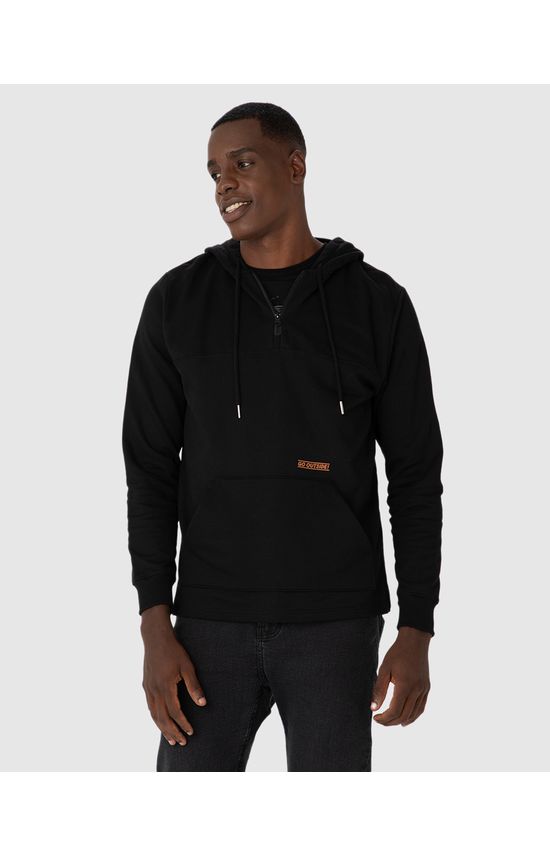 Blusão Masculino Zíper Peitoral Em Moletom Flanelado