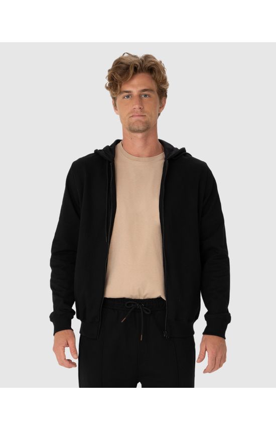 Jaqueta Masculina Com Capuz Em Moletom Sarjado