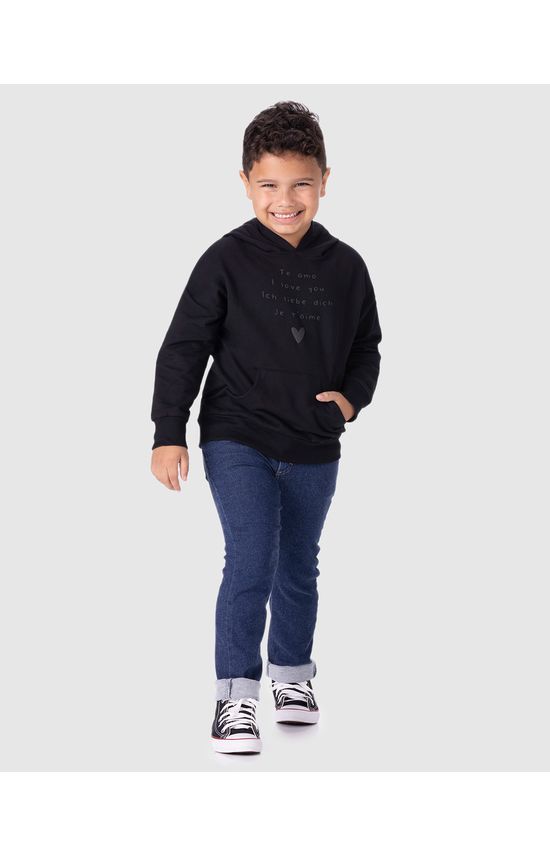 Blusão Infantil Unissex Te Amo Em Moletom Stretch Flanelado Malwee Kids