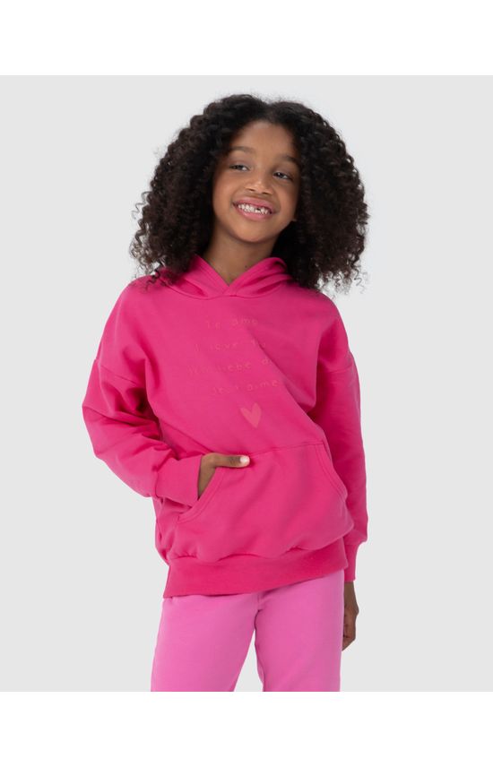 Blusão Infantil Unissex Te Amo Em Moletom Stretch Flanelado Malwee Kids