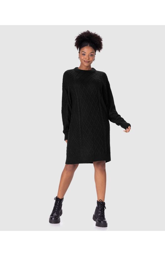 Vestido Feminino Manga Longa Em Tricô