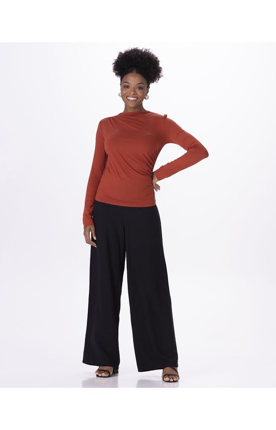 Blusa Feminina Franzido Lateral Em Malha Viscose Stretch