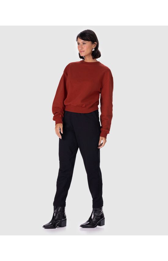 Blusão Feminino Gola Redonda Em Moletom Stretch Flanelado
