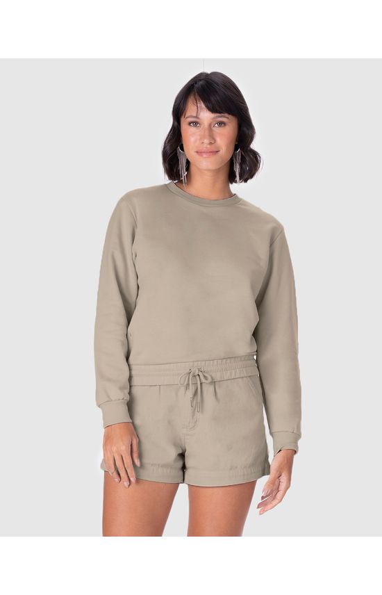 Blusão Feminino Barra Com Cadarço Em Moletom Flanelado