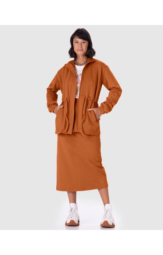 Jaqueta Feminina Parka Em Moletom Stretch Flanelado
