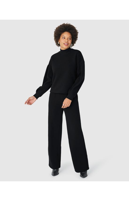 Calça Reta Feminina Bolso Frontal Em Moletom Premium