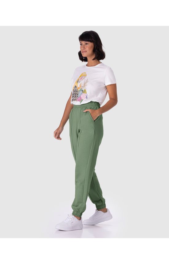 Calça Jogger Feminina Recorte Frontal Em Moletom Flanelado