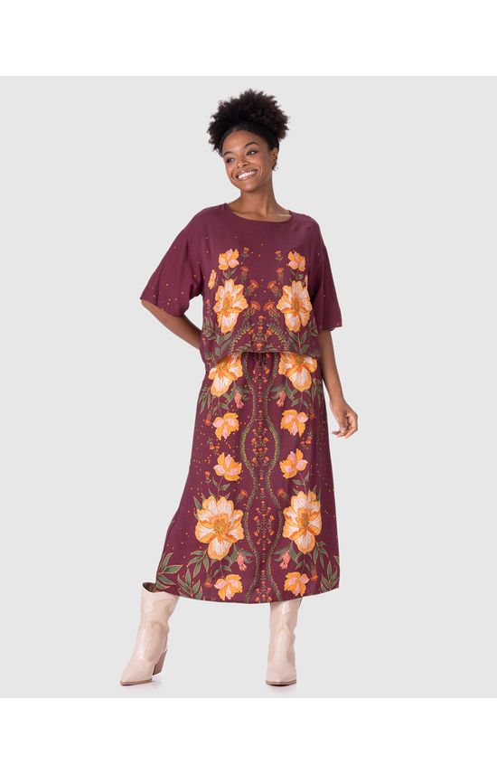 Blusa Feminina Manga Curta Estampada Em Viscose