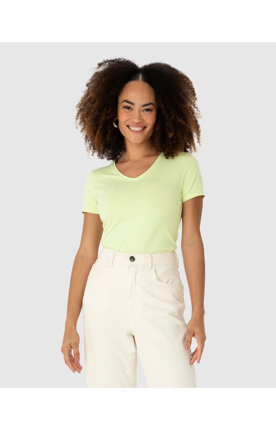 Blusa Básica Feminina Decote V Em Algodão