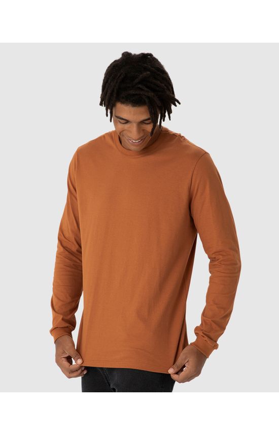 Camiseta Básica Masculina Punho Aplicado Em Algodão