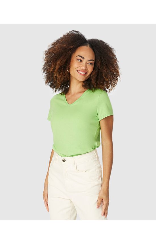 Blusa Básica Feminina Decote V Em Algodão