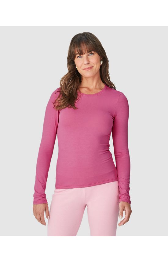 Blusa Básica Feminina Decote Redondo Em Viscose Stretch
