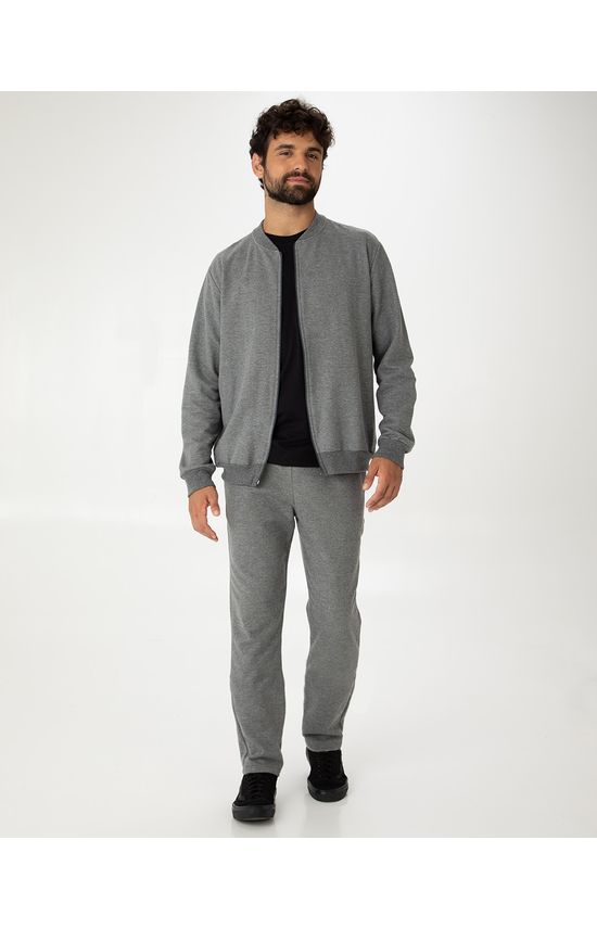 Conjunto Masculino Jaqueta Tradicional Em Moletom Stretch Flanelado