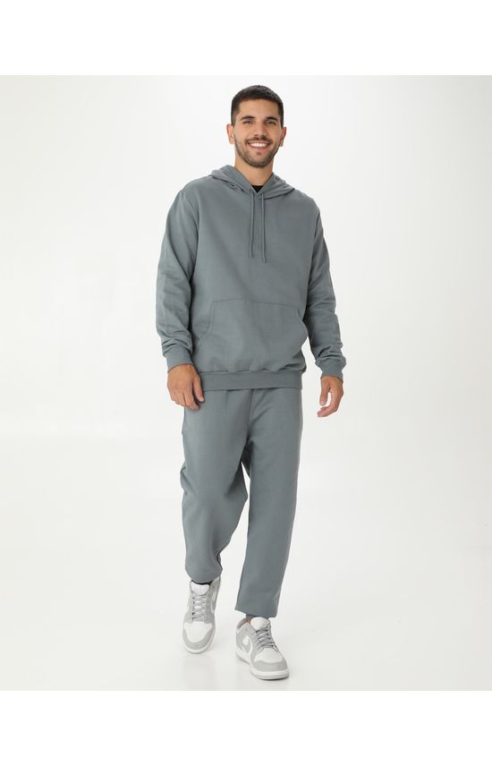 Conjunto Masculino Blusão Com Capuz Em Moletom Flanelado