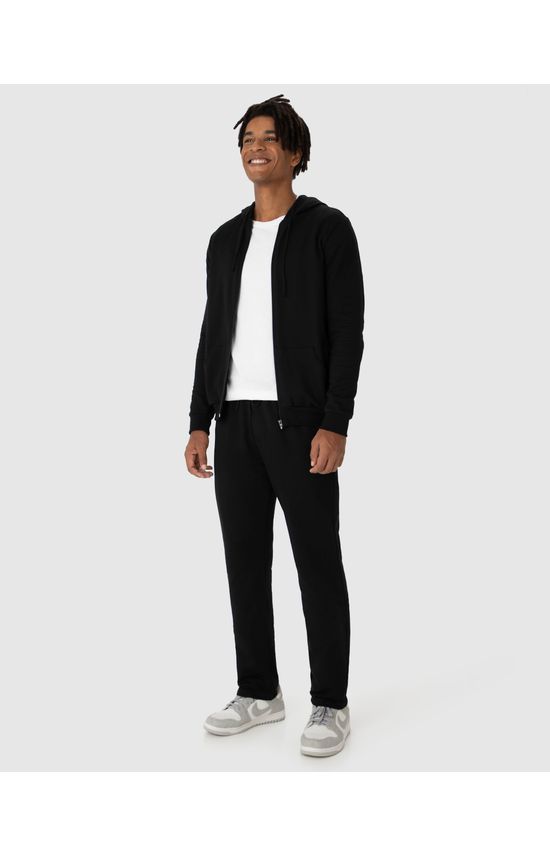 Conjunto Masculino Jaqueta Com Capuz Em Moletom Stretch Flanelado