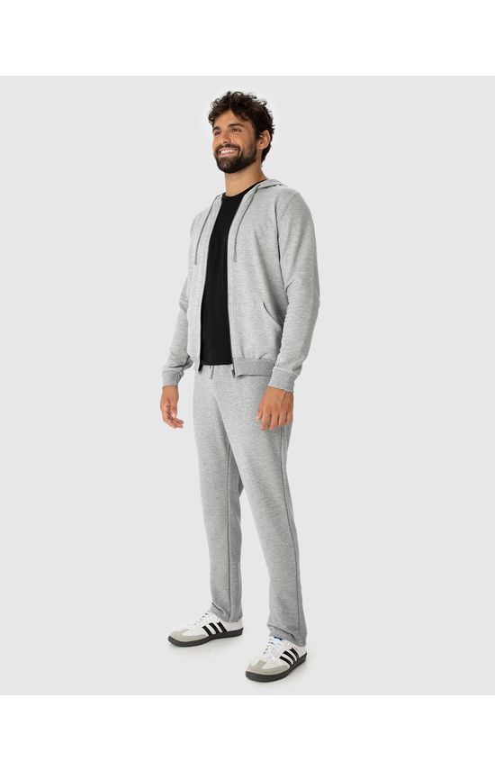 Conjunto Masculino Jaqueta Com Capuz Em Moletom Stretch Flanelado