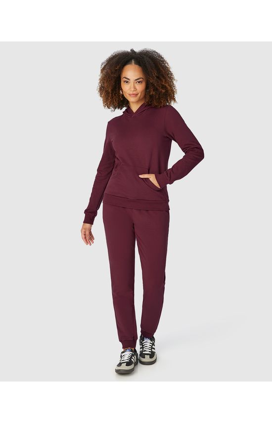 Conjunto Feminino Jaqueta Com Capuz Em Moletinho Stretch Viscose
